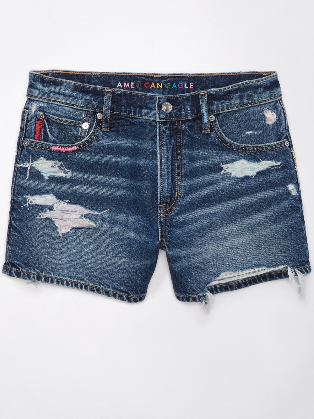 AE Outfitters Pride Strigid Super High Waisted Relaxed Ripped Denim Short
